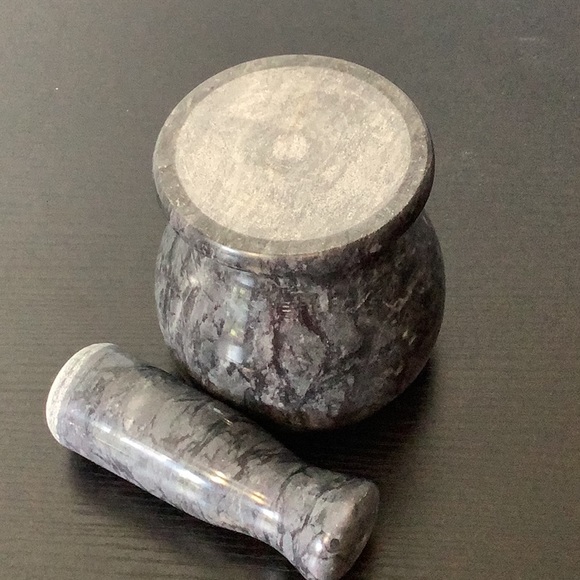 NEW Black Marble Mortar and Pestle Set Kitchen Spice Herb Pill Stone Grinder - Picture 4 of 5